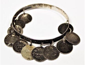 One Of The Best Sterling Silver Love Token Coin Bangle Bracelet