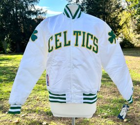 NOS With Tags Vintage  White Satin Celtic Sports Bomber Jacket Authentic Starter Brand Size M  ( READ DESC)