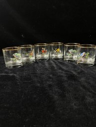 West Virginia Glass American Song Birds Glasses Small Glasses - Set Of 6