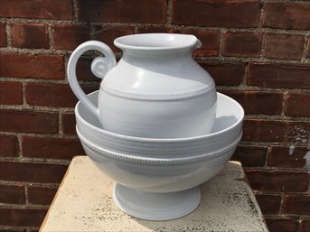 Fantastic POTTERY BARN Pitcher & Bowl Set - Made In Portugal - $169 Retail Price - Gabriella - Discontinued