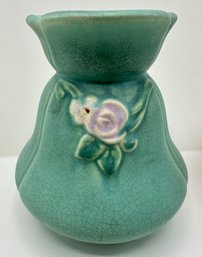 Vintage 1940s Weller Pottery Green Floral Sweet Pea Vase