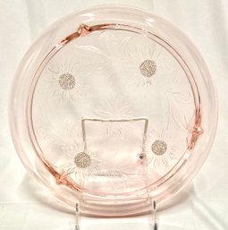 Vintage Jeanette Pink Depression Glass Three Toed Sunflower Cake Dish