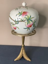 Famille Rose Longevity Peach Urn  With Stand