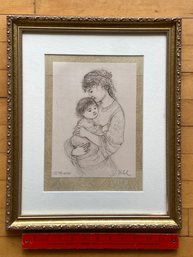 Signed Hibel Numbered II 60/81 Ed 308 Lithograph Woman And Child 14x17 Matted Framed Glass