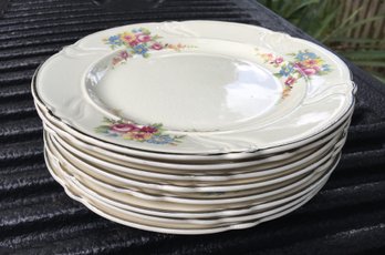 8 Antique Taylor Smith Taylor No. 11394 Pink Roses Floral 8' Tableware Porcelain Plates