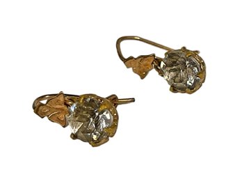 Pair Victorian Gold Filled Paste Pierced Drop Earings