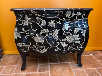 HomeReflections Black & White Crackled Mosaic Bombe Chest