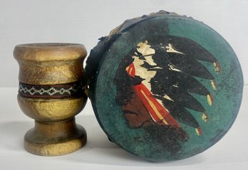 Vintage Tribal Drum And Cup (2)