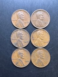 6 Wheat Pennies 1930, 1934, 1935, 1937, 1938, 1939