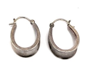 Vintage Sterling Silver Heavy Thick Hoop Earrings