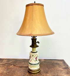 A Vintage Ceramic Lamp On Brass Base, 1950's