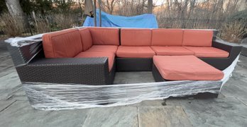 Frontgate Modular All Weather Wicker Outdoor Sectional Sofa With Matching Ottoman And Cushions