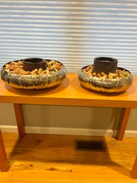 2 Fantastic Large Hammered Metal Bowls