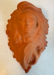 Large Terracotta Wall Pocket With Lady Head