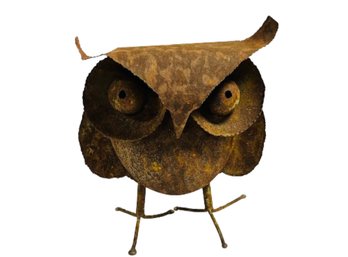 Vintage Brutalist Metal Owl Sculpture