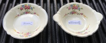 2 Antique Taylor Smith Taylor No. 8384 & 8394 Pink Roses Floral 6' Tableware Porcelain Serving Bowls