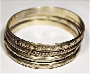 Four Silver Plated Vintage Bangle Bracelet