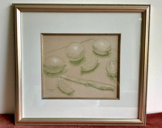 Still Life In Green Pastel, Signed 'R Calvern (?)'  Dated 1962