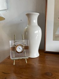 Vtg Christian Dior Crystal Brass Table Clock