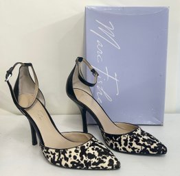 Marc Fisher Cow-print Fur Strap Heels  - Size 9.5