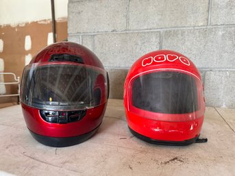 Group Of 2 Motorcycle Helmets