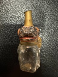 Antique Fragile Miniature Bulldog Perfume Bottle ~ GERMANY ~