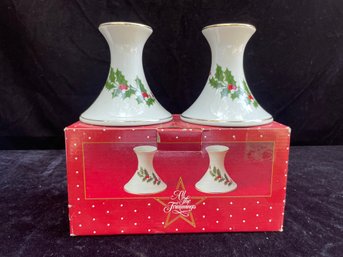 China Pearl Fine China Noel Candlestick Holders