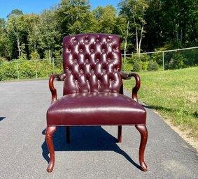 Burgundy Tufted Leather Desk Chair