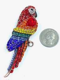 Fabulous Rainbow Rhinestone Parrot Brooch