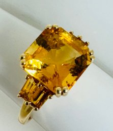 Stunning 14k Gold Beautifully Faceted Citrine Ring