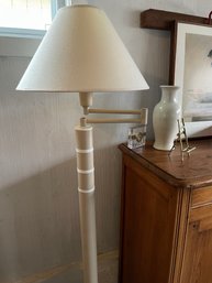1980-1990 Adjustable Neck Floor Lamp Tan & Creme