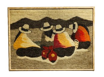 Vintage Hand Made 'Las Chismosas' Wool Tapestry / Fabric Art