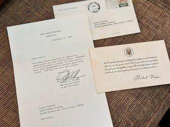 President Richard Nixon Signature On Card With Accompanying Letter