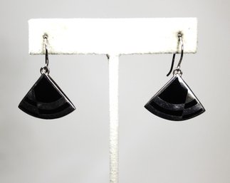 Very Fine Black Enamel Sterling Silver Metropolitan Museum Of Art Pierced Earrings