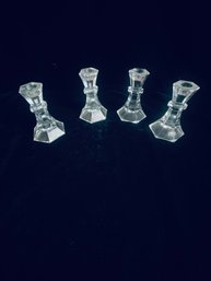 Cut Glass Candle Stick Holders Set Of 4