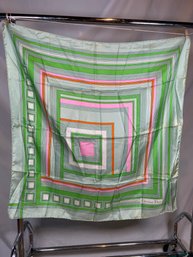 Christian Dior Silk Scarf Green And Pink  31x31'