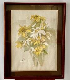 White And Yellow Flowers In Watercolor By Artist Pat Lea