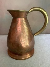 Etched Copper Pitcher