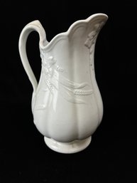 White Ironstone Wheat Pitcher