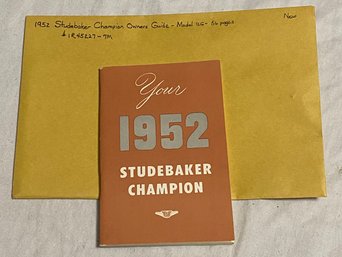 1952 Studebaker Champion Owners Guide Model 12G