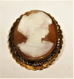 Vintage .800 Silver Framed Hand Carved Shell Cameo Pin/pendant