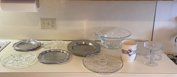 Lot Of Metal And Glass Trays