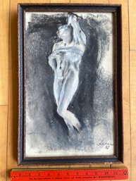 Original Nude Painting Signed Lance 11x17 Framed Glass