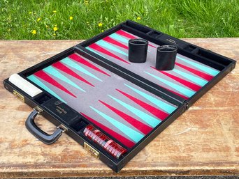 A Vintage Leather Backgammon Set