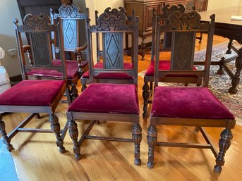 Six Vintage English Revival Dinning Chair .