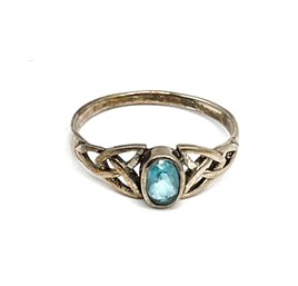 Vintage Sterling Silver Blue Gemstone Ring, Size 9