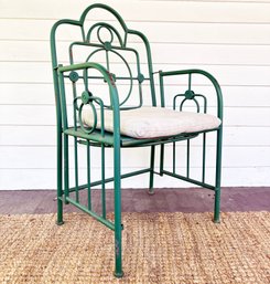 A Vintage Art Deco Wrought Iron Foldable Garden Chair