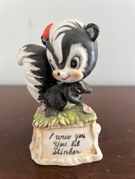 Vintage Skunk Figurine - Kitschy  Valentines Gift, Porcelai