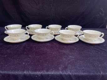 China Pearl Fine China Noel Coffee Cups & Saucers