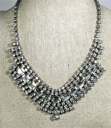 Vintage Wide White Rhinestone Choker Necklace